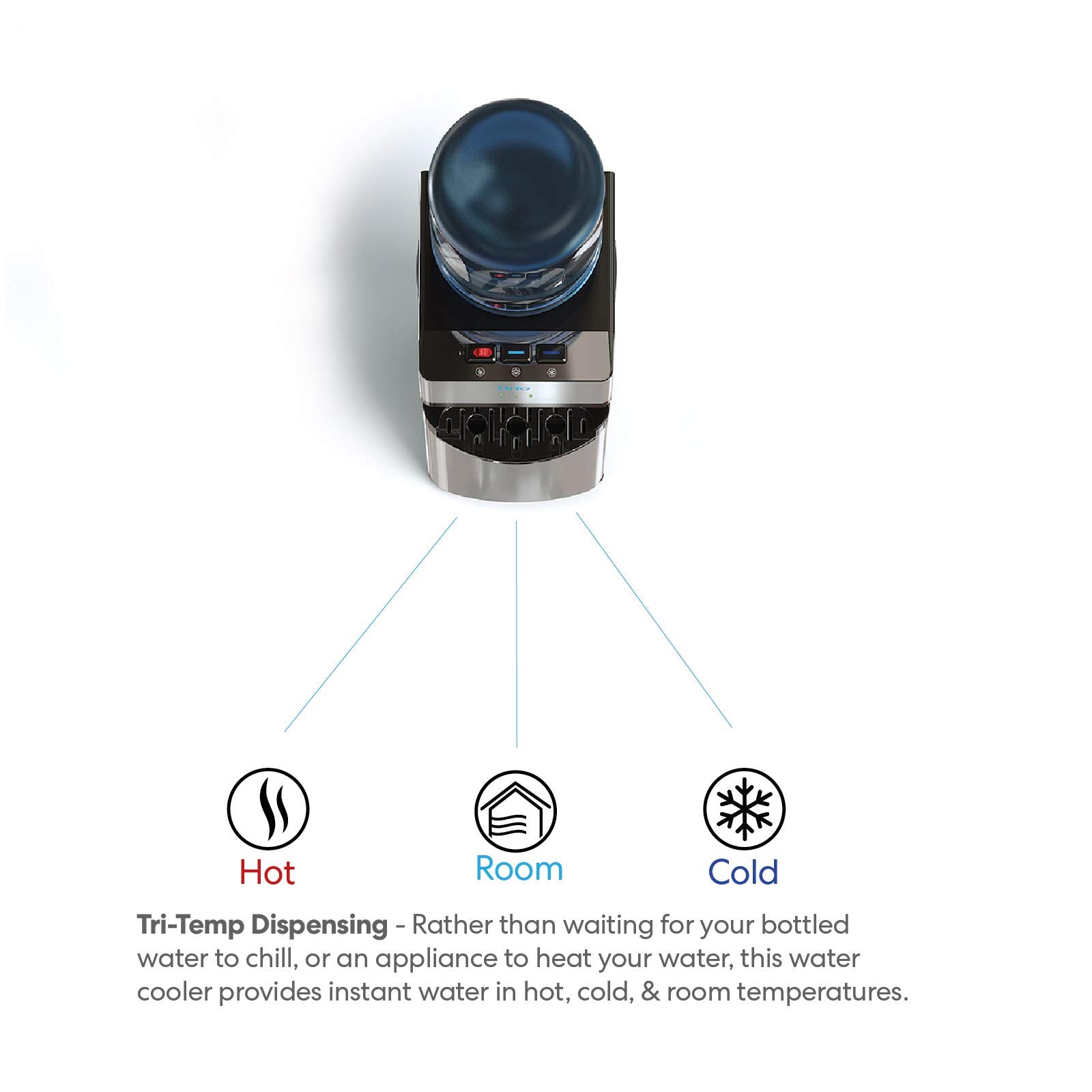 Brio Limited Edition Top Loading Water Cooler Dispenser - Hot & Cold Water, Child Safety Lock, Holds 3 Or 5 Gallon Bottles - Ul/